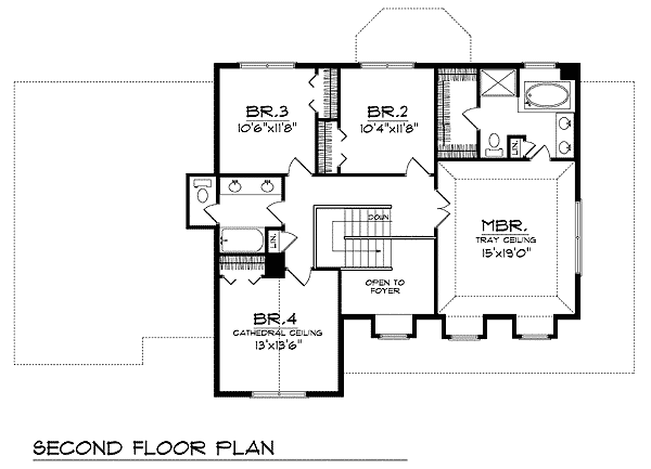 Plan 89547AH: 2 Story Country Cottage House Plan - Floor Plan - 2nd Floor - Country