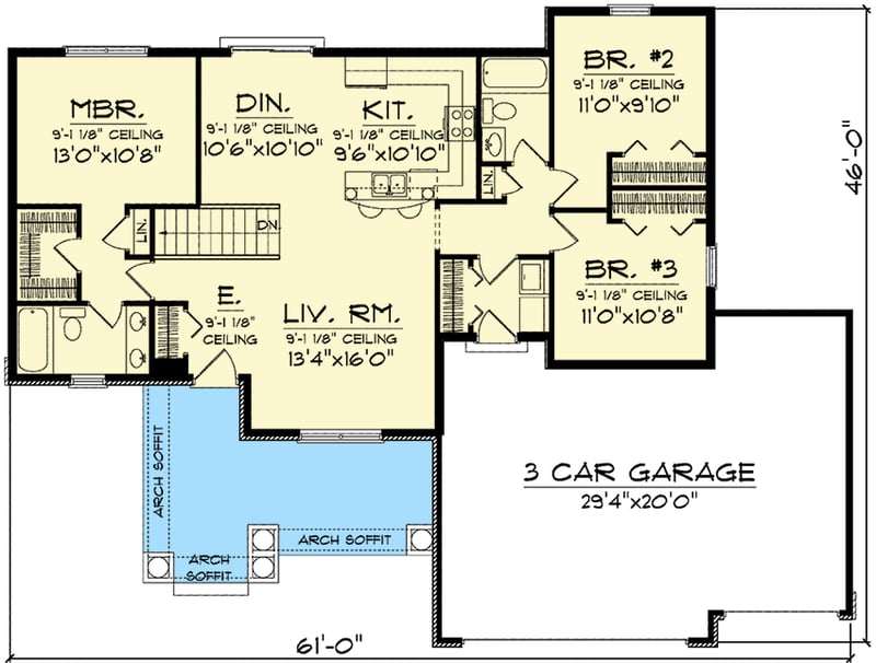 Plan 89761AH: Bargain for Builders and Buyers - Floor Plan - Main Level - Craftsman, Ranch