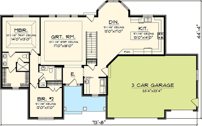Plan 89817AH: Updated 2 Bedroom Ranch Home Plan - Floor Plan - Main Level - Ranch, Traditional