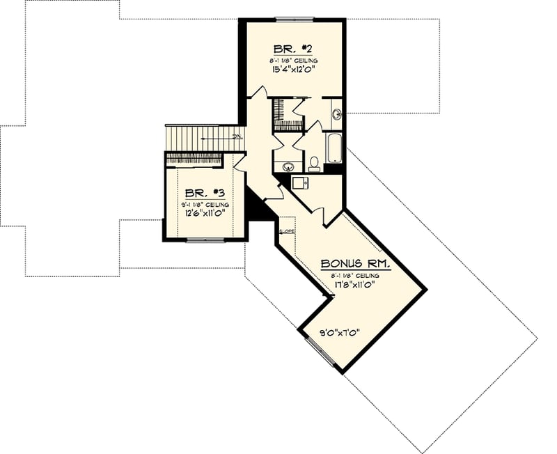 Plan 89830AH: Angled Garage Home Plan - Floor Plan - 2nd Floor - Craftsman, European, Northwest