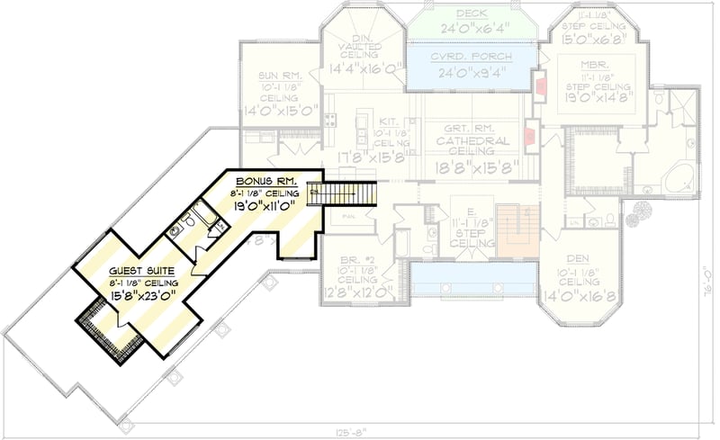 Plan 89834AH: European Styling with Optional Guest Suite - Floor Plan - Bonus - European, French Country, Traditional