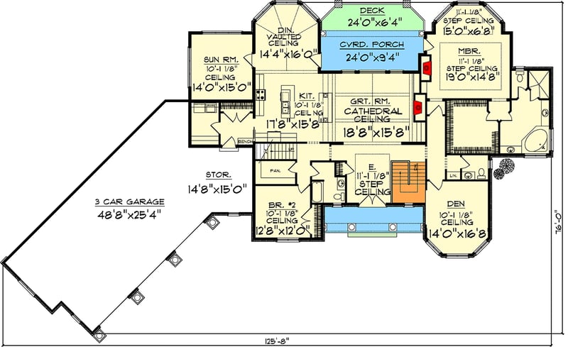 Plan 89834AH: European Styling with Optional Guest Suite - Floor Plan - Main Level - European, French Country, Traditional