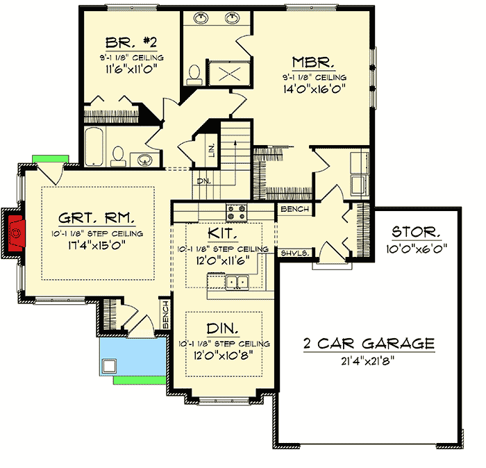 Plan 89841AH: Ranch Home Plan with Craftsman Details - Floor Plan - Main Level - Craftsman, Northwest, Ranch