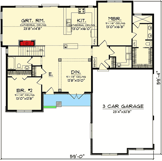 Plan 89844AH: Modern Classic Appeal - Floor Plan - Main Level - Northwest, Ranch