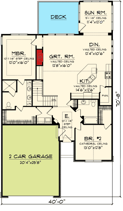 Plan 89860AH: Charming 2 Bedroom Ranch Home Plan - Floor Plan - Main Level - Cottage, Ranch