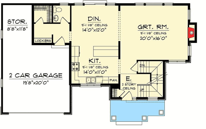 Plan 89883AH: Stylish 2-Story Home Plan - Floor Plan - Main Level - Craftsman, Northwest, Traditional