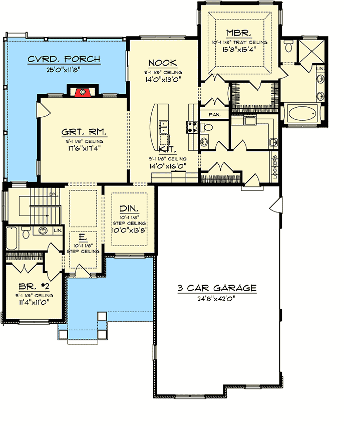 Plan 89886AH: Ranch With Craftsman Detailing - Floor Plan - Main Level - Craftsman, Northwest, Ranch
