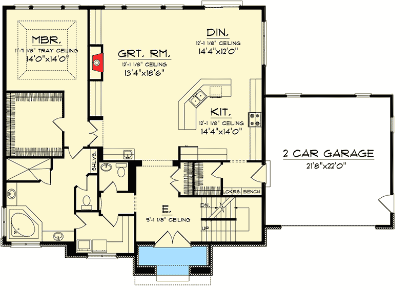 Plan 89889AH: 2 Story Tudor Style House Plan - Floor Plan - Main Level - European, Tudor