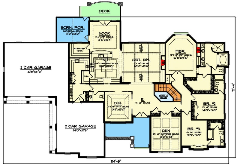 Plan 89896AH: One Level Craftsman Home Plan - 3794 Sq Ft - Floor Plan - Main Level - Craftsman, Northwest, Ranch