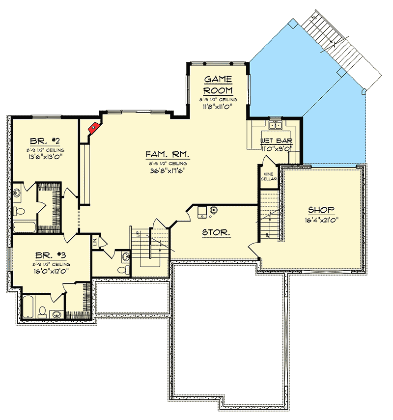 Plan 89899AH: Craftsman Ranch With Walkout Basement - Floor Plan - Lower Level - Craftsman, Northwest, Ranch