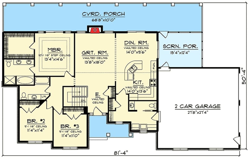 Plan 89935AH: Craftsman Ranch with 3 Gables - 1807 Sq Ft - Architectural Designs - Floor Plan - Main Level - Craftsman, Northwest, Ranch