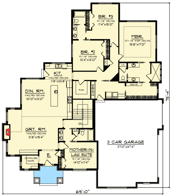 Plan 89946AH: 3 Bed Craftsman Ranch with Charm - Floor Plan - Main Level - Craftsman, Northwest, Ranch