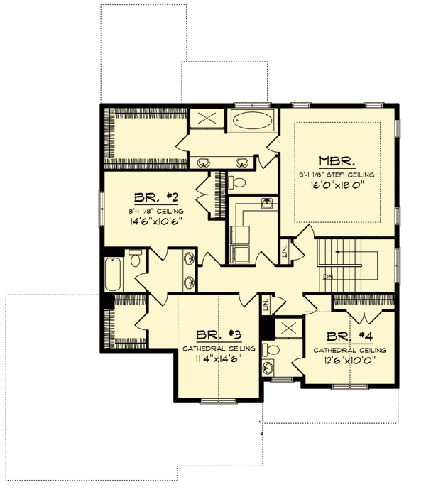 Plan 89975AH: Classic Good Looks - Floor Plan - 2nd Floor - Northwest, Traditional