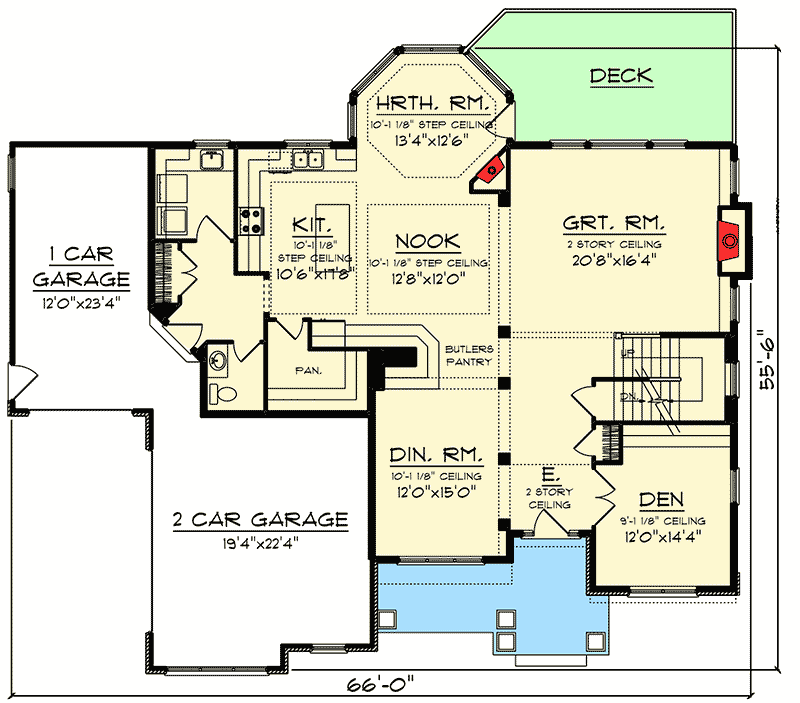 Plan 89997AH: 2 Story Open Concept Home - Floor Plan - Main Level - Country