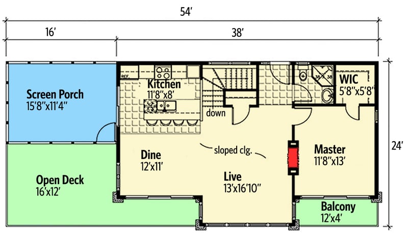 Plan 90232PD: 3-Bed Contemporary House Plan with Walkout Basement & Drive-Under Car Port - Floor Plan - Main Floor - Contemporary, Mid Century Modern, Modern