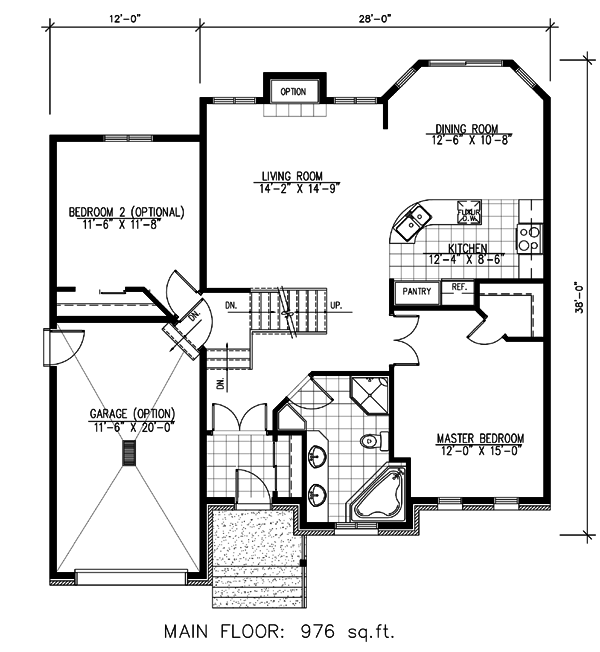 Plan 9066PD: House Plan with Optional Garage and Bedroom - Floor Plan - Main Level - European