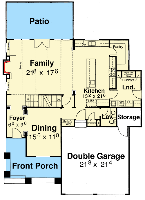 Plan 92014VS: Cozy Nooks - Floor Plan - Main Level - Cottage, Country, Craftsman