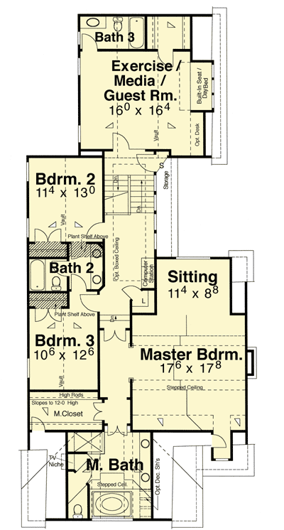 Plan 92018VS: Craftsman Home for a Sloping Lot - Floor Plan - 2nd Floor - Cottage, Country, Craftsman