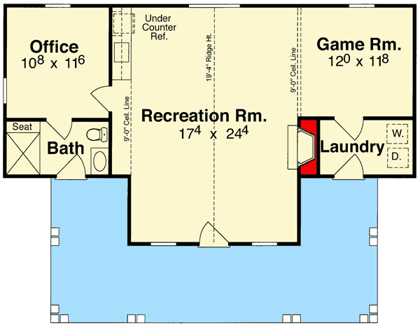 Plan 92082VS: 900 Square Foot ADU with Vaulted Rec Room - Architectural Designs - Floor Plan - Main Level - Cottage