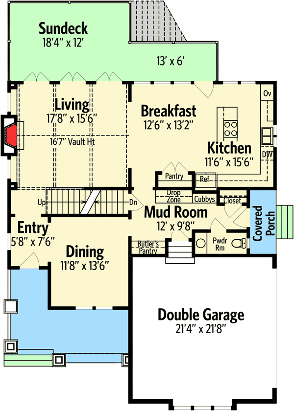 Plan 92091VS: Craftsman Cottage With Sun Deck - Floor Plan - Main Level - Cottage, Craftsman, Northwest, Shingle