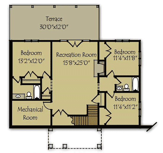 Plan 92308MX: Mountain Cottage with Lower Level - Floor Plan - Basement - Cabin, Cottage, Mountain, Rustic