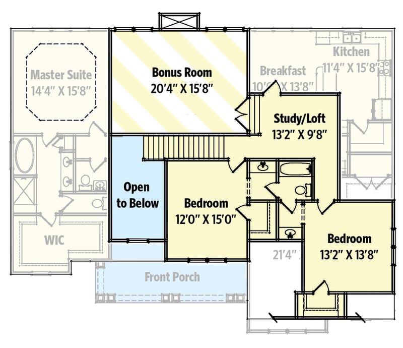 Plan 92313MX: 3 Bed House Plan with Country Kitchen and Optional Finished Lower Level - 2450 Sq Ft - Floor Plan - 2nd Floor - Country, Craftsman, Traditional