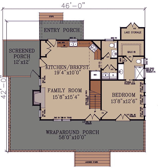 Plan 92360MX: 3 Bedroom Rustic Escape House Plan - 1543 Sq Ft - Floor Plan - Main Level - Cabin, Cottage, Country, Mountain, Rustic