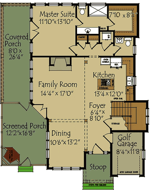 Plan 92371MX: 3 Bed Rustic House Plan with Views Out Back - 1946 Sq Ft - Floor Plan - Main Level - Cottage, Country, Mountain, Rustic, Vacation