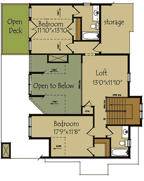 Plan 92371MX: 3 Bed Rustic House Plan with Views Out Back - 1946 Sq Ft - Floor Plan - 2nd Floor - Cottage, Country, Mountain, Rustic, Vacation