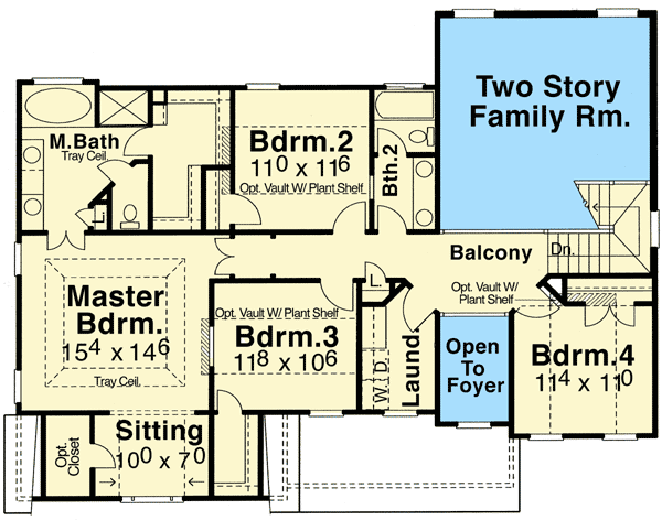 Plan 9253VS: Traditional Home Plan with 2-Story Fireplace Wall - Floor Plan - 2nd Floor - Country, Traditional