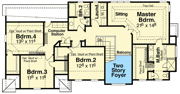 Plan 9255VS: Great Layout for Entertaining - Floor Plan - 2nd Floor - Traditional