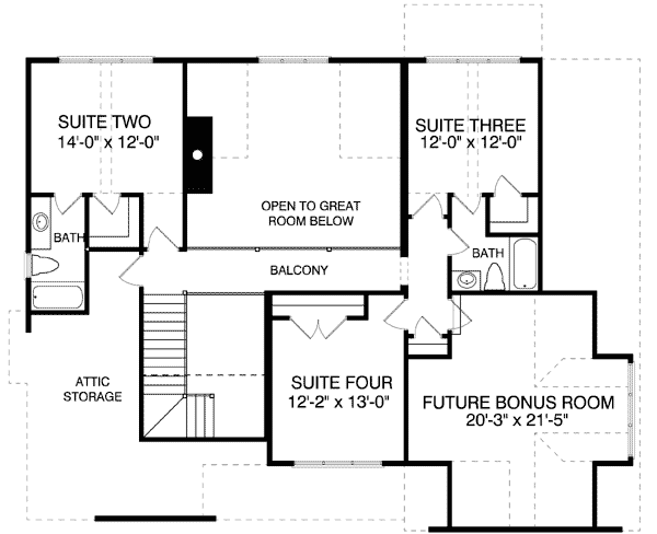 Plan 93005EL: Comes in Three Styles - Floor Plan - 2nd Floor - Craftsman