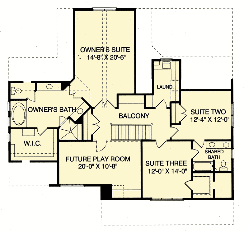Plan 93006EL: Craftsman Bungalow In Multiple Versions - Floor Plan - Second Level - Craftsman, European, Northwest