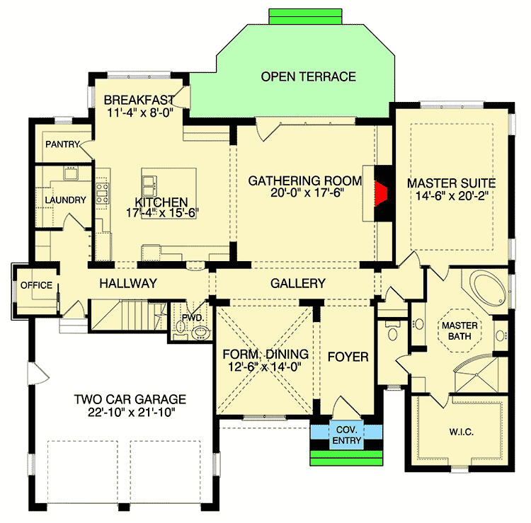 Plan 93014EL: European Styling in Two Versions - Floor Plan - Main Level - European, Tudor