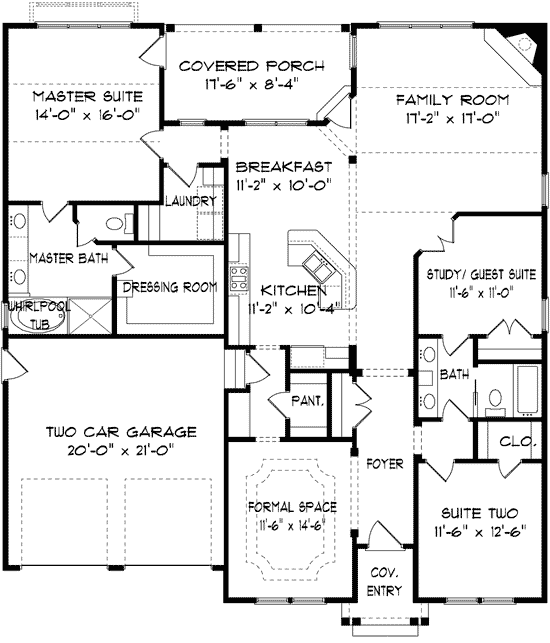 Plan 93038EL: One Floor Living in Two Exteriors - Floor Plan - Main Level - Cottage, Ranch, Victorian