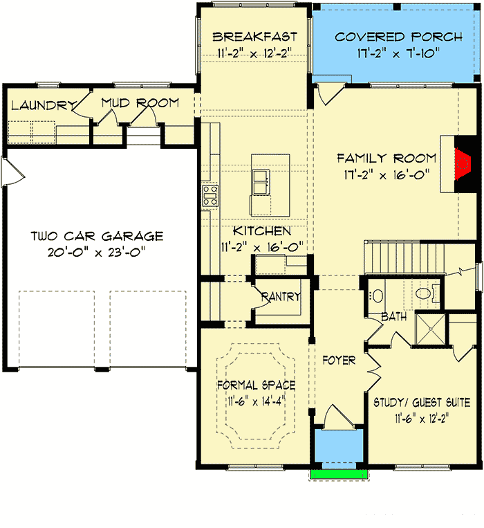 Plan 93040EL: Attractive Home Plan with Intricate Ceilings - Floor Plan - Main Level - Traditional