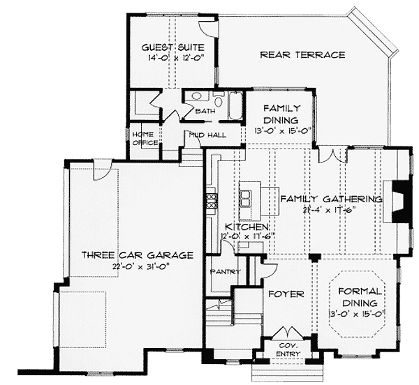 Plan 9307EL: Charming European Abode - Floor Plan - Main Level - European