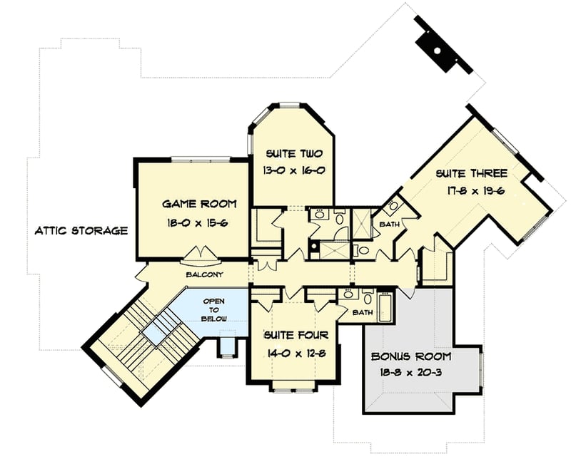 Plan 93088EL: European House Plan with Unique Angles - Floor Plan - 2nd Floor - European, French Country