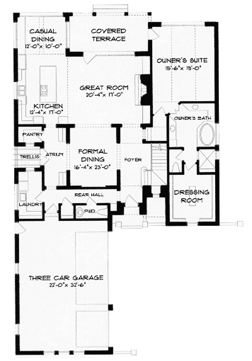 Plan 9312EL: English Manor With Main Floor Master - Floor Plan - Main Level - European, Tudor