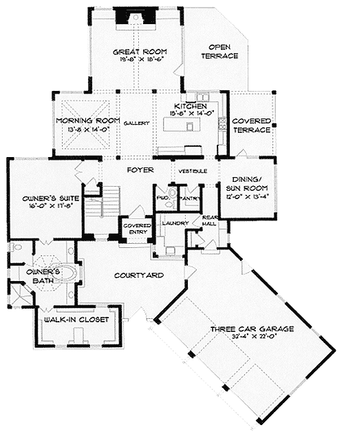Plan 9314EL: A Touch of Tudor - Floor Plan - Main Level - European, Tudor