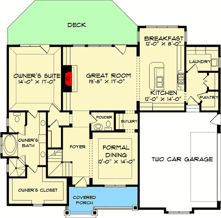 Plan 9336EL: Comes in Multiple Styles - Floor Plan - Main Level - Craftsman, European