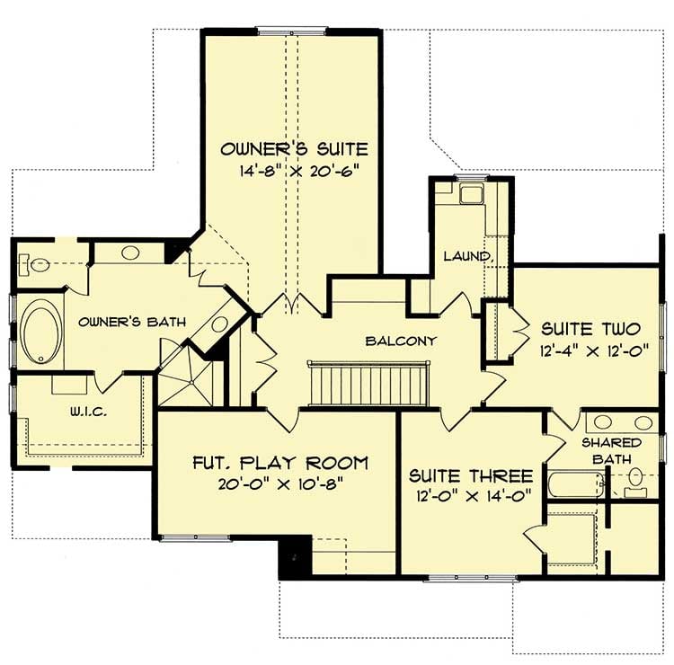 Plan 9337EL: Rustic Shingle-style House Plan with Upstairs Bedrooms - Floor Plan - 2nd Floor - Craftsman, Shingle