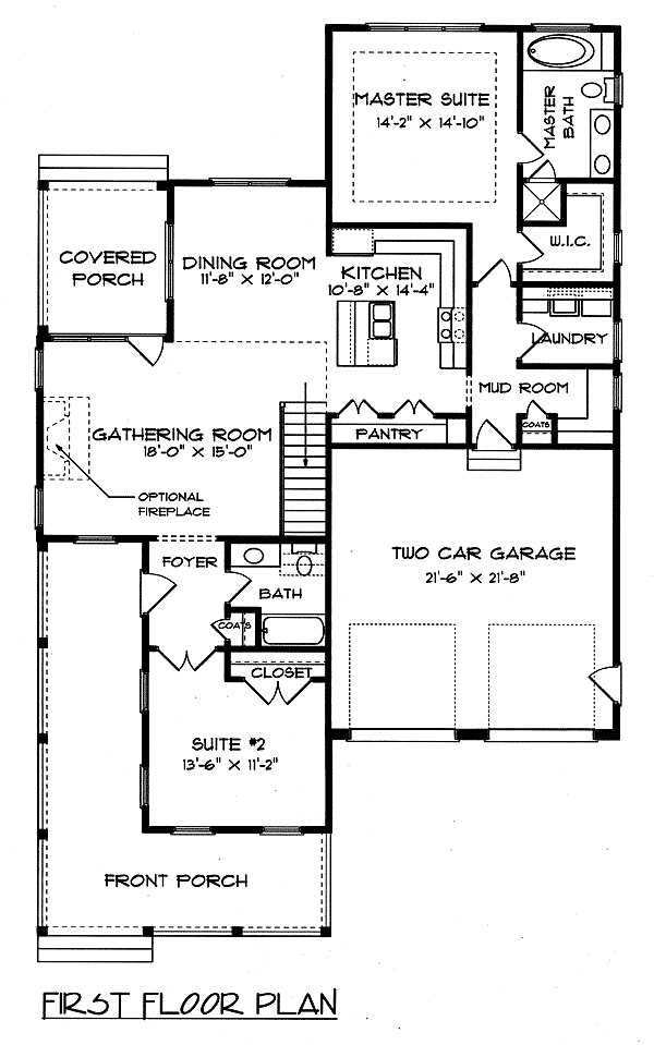 Plan 9356EL: Lovely Porches - Floor Plan - Main Level - Cottage, Country
