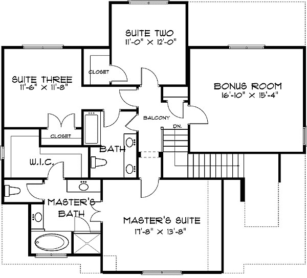 Plan 9363EL: A Touch of Tudor - Floor Plan - 2nd Floor - European, Tudor