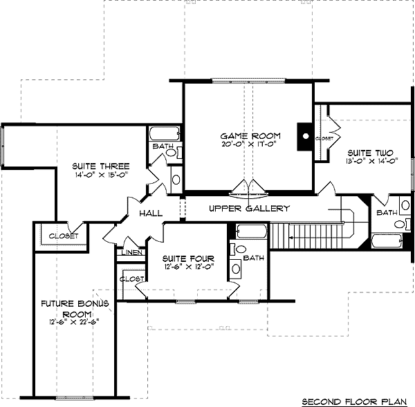 Plan 9365EL: Cedar Shingle Facade - Floor Plan - 2nd Floor - Country, Shingle