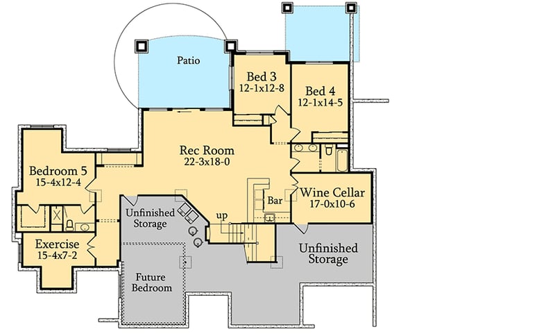 Plan 95007RW: Five Bedroom Craftsman Home Plan - Floor Plan - Lower Level - Craftsman, Mountain, Northwest, Rustic