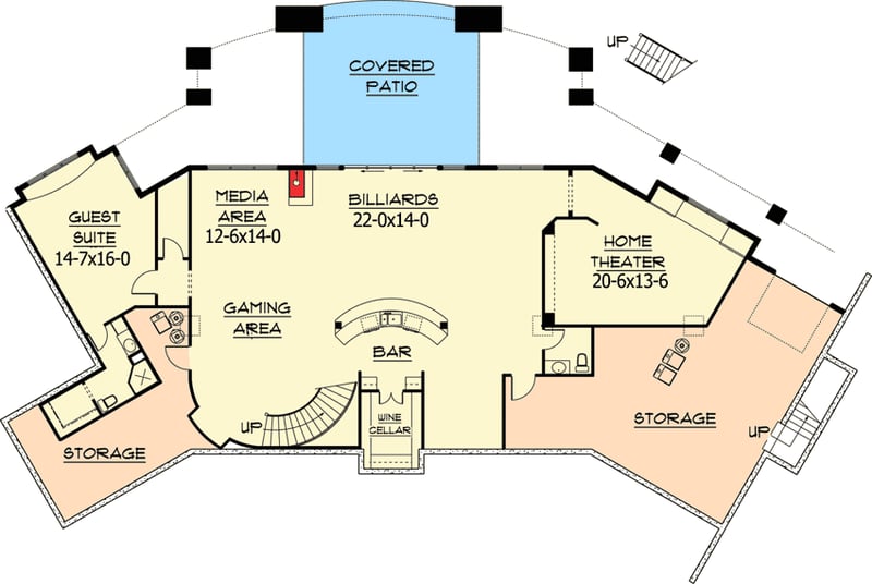 Plan 95009RW: Variation On A Mountain Masterpiece - Floor Plan - Lower level - Craftsman, Mountain, Rustic, Vacation