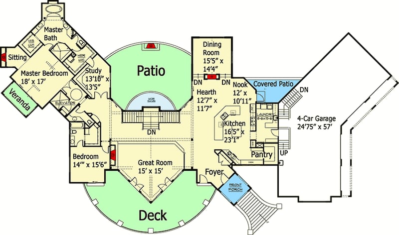 Plan 9506RW: Stunning Mountain Home Plan - Floor Plan - Main Level - Mountain, Northwest, Rustic, Vacation
