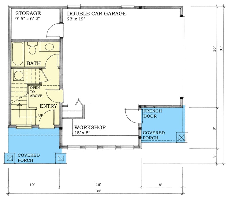 Plan 9814SW: Vacation Cottage or Carriage House - Floor Plan - Main Level - Carriage, Cottage, Vacation