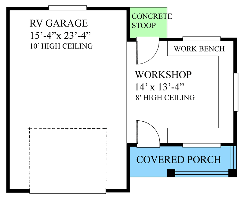 Plan 9822SW: Rustic RV Garage with Workshop - Floor Plan - Main Level - Rustic, Traditional